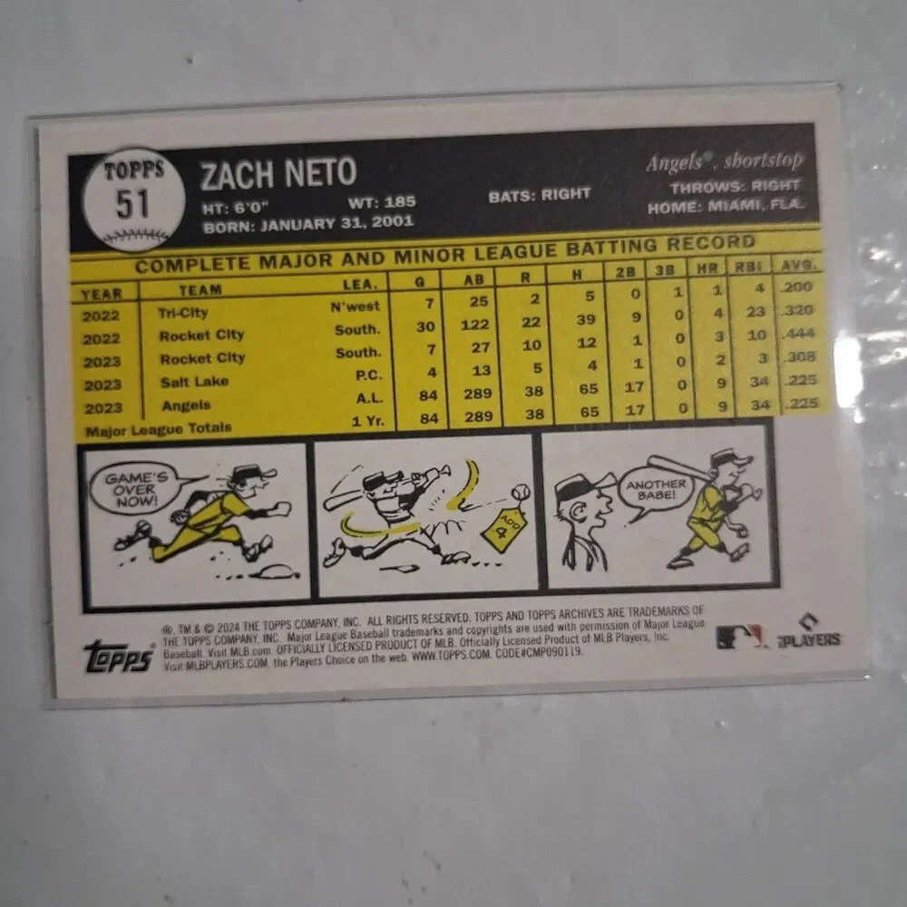 2024 Topps Archives - 1961 Topps Zach Neto #51